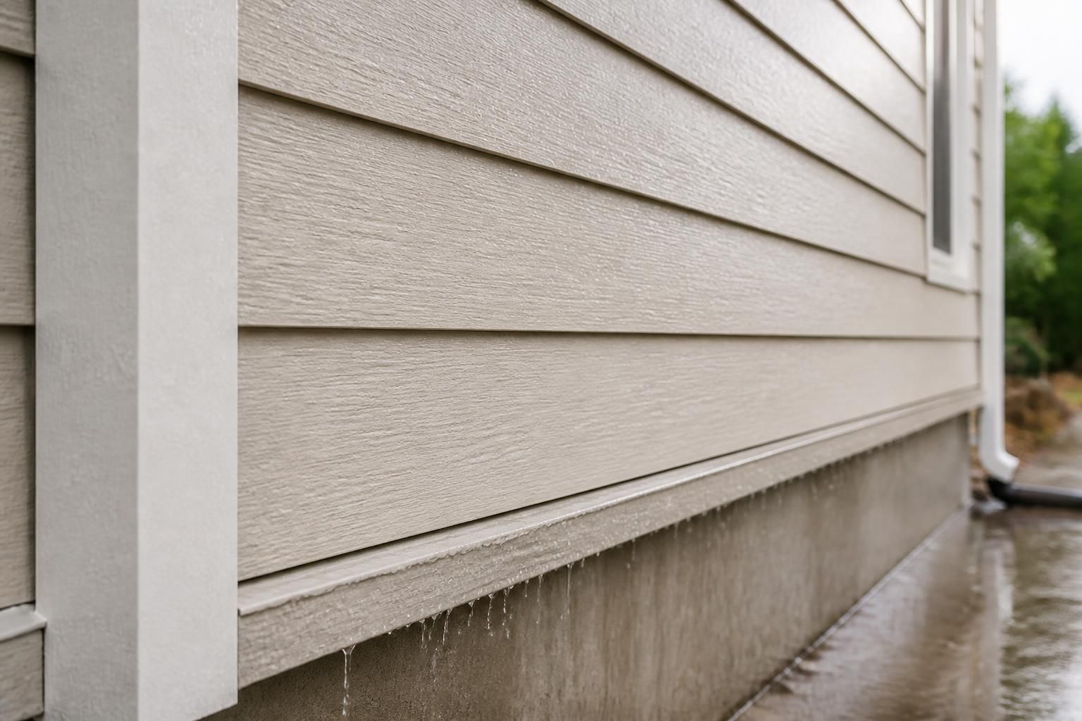 Clean exterior surface after pressure washing, ready for painting.